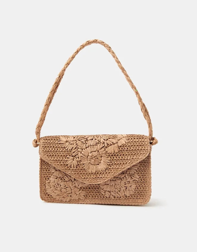 Floral Raffia Shoulder Bag