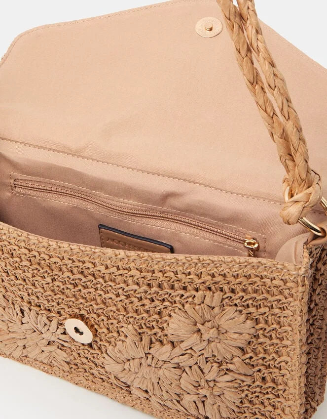 Floral Raffia Shoulder Bag