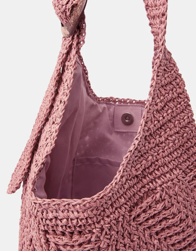 Slouchy Raffia Crossbody Bag