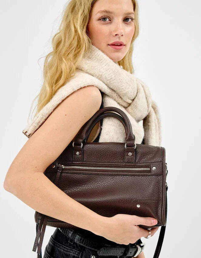 Zip Faux Leather Handbag