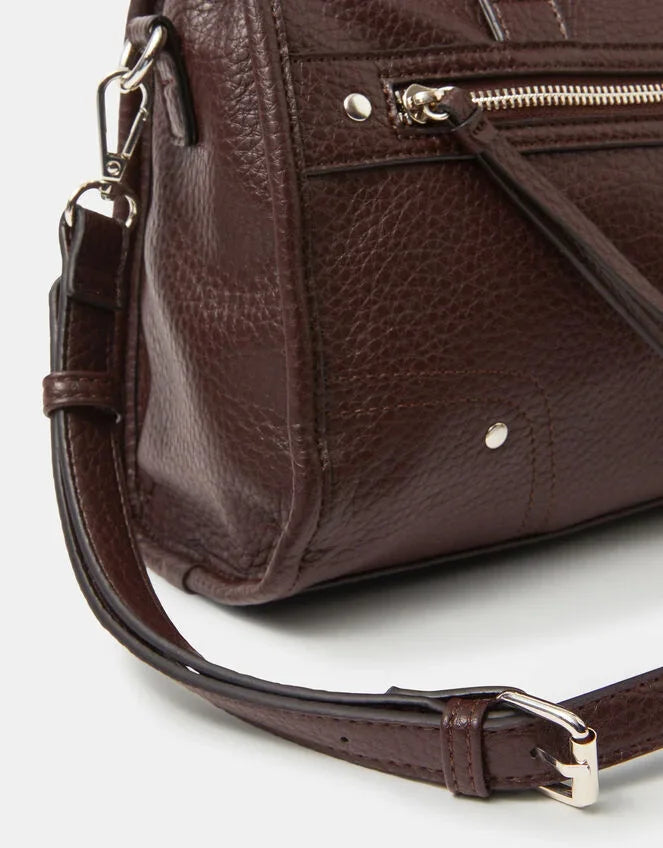 Zip Faux Leather Handbag