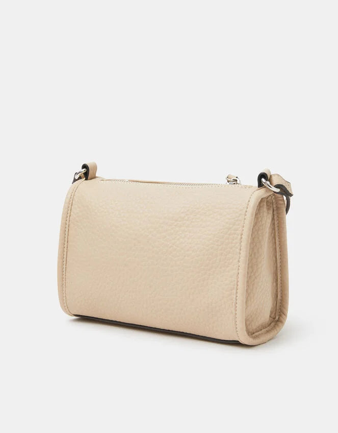 Faux Leather Crossbody Bag - Cream