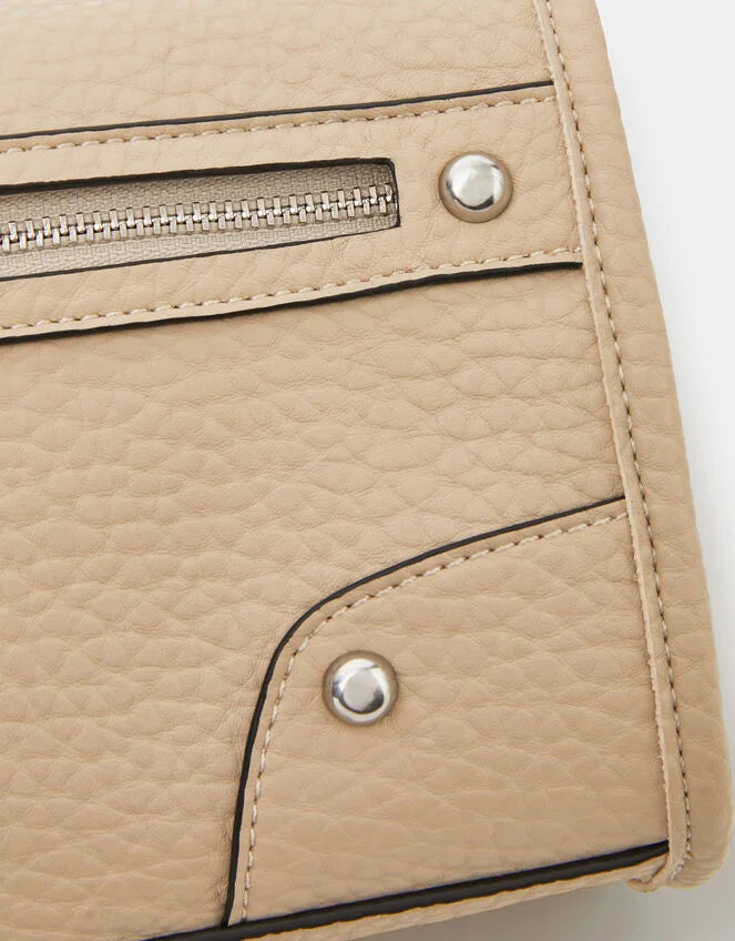 Faux Leather Crossbody Bag - Cream