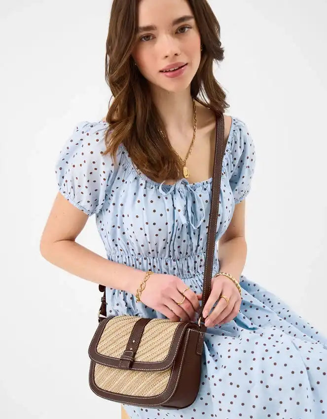 Woven Crossbody Bag Brown