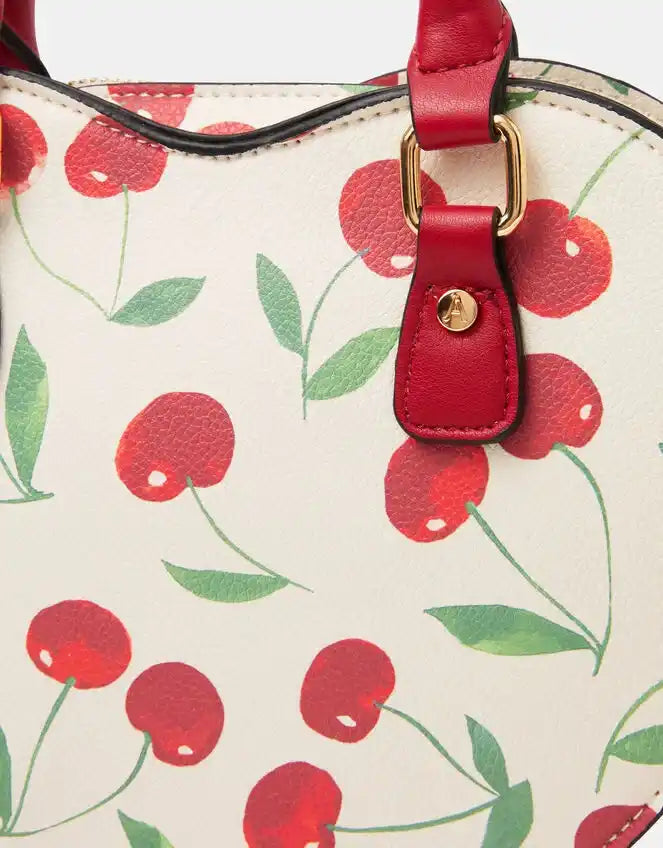 Cherry Print Heart Crossbody Bag