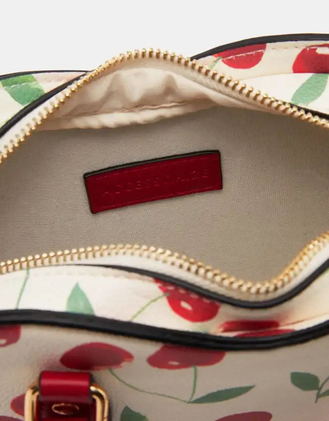 Cherry Print Heart Crossbody Bag