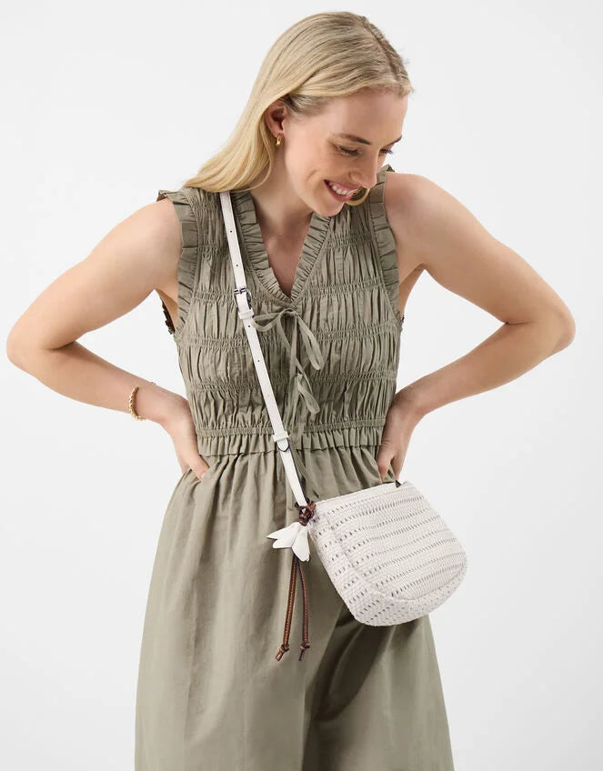 Woven Crossbody Bag White