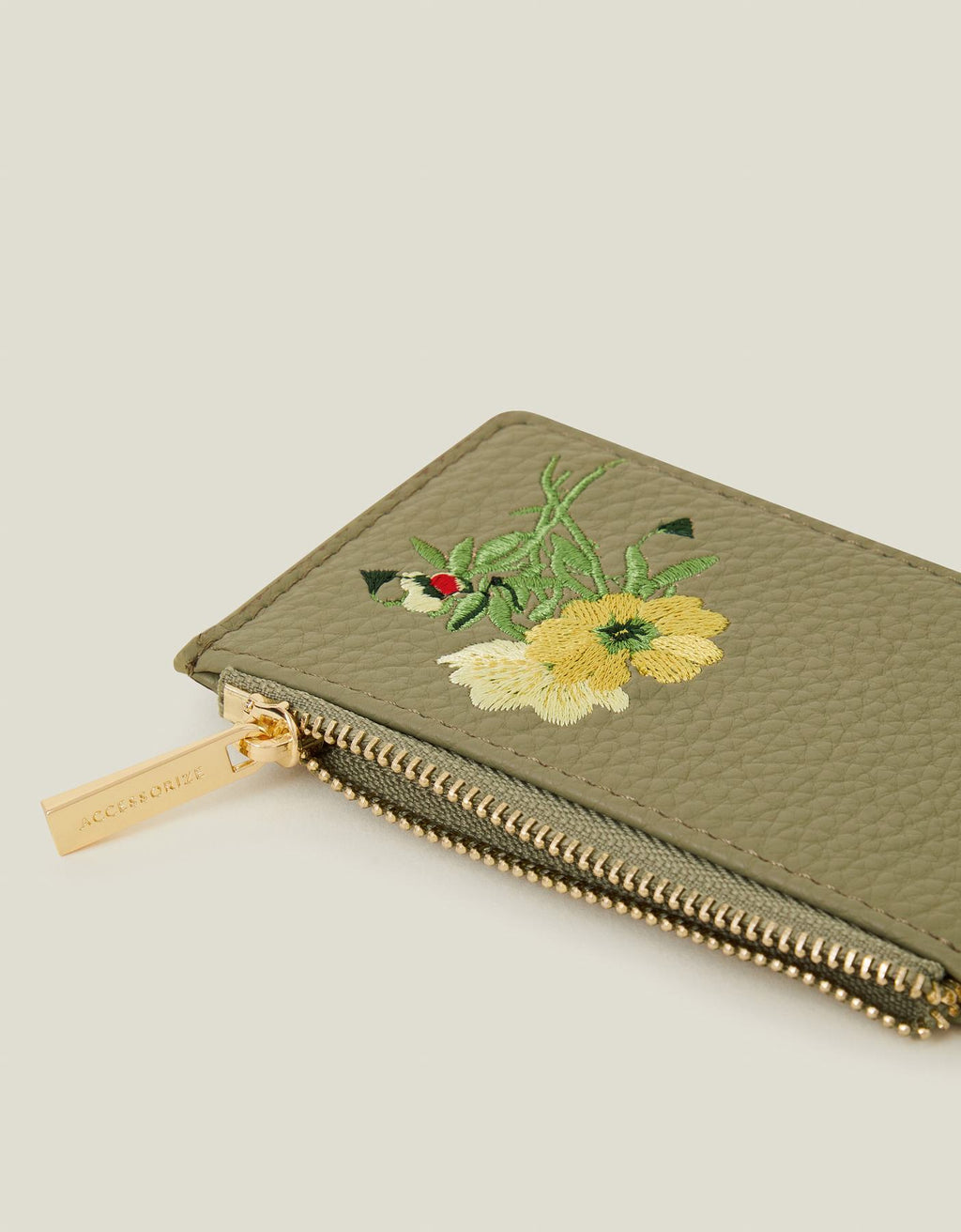 Embroidered Floral Card Holder