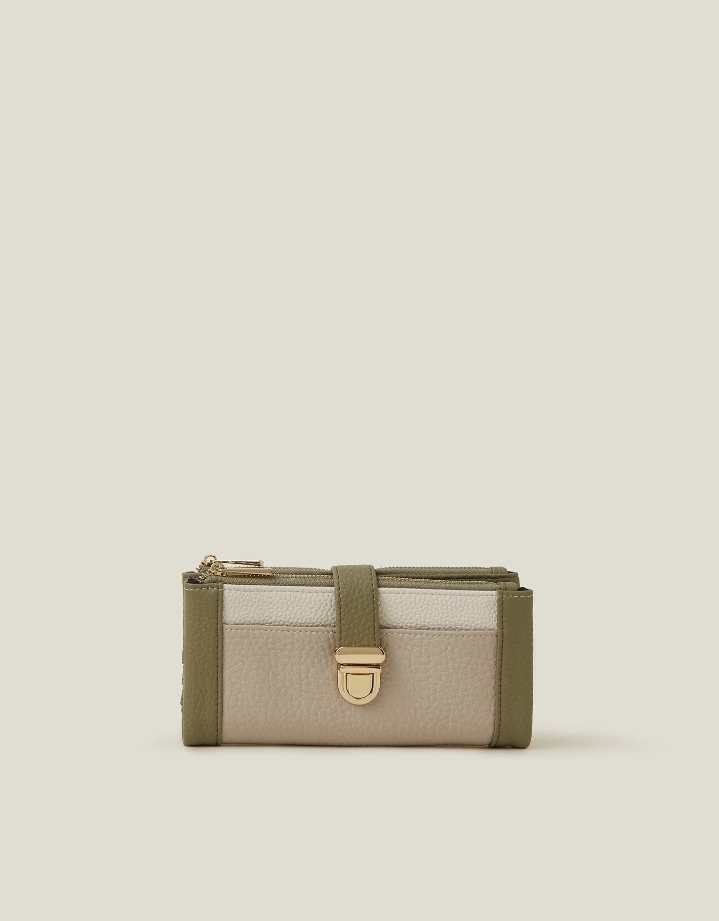 Push Lock Faux Leather Purse