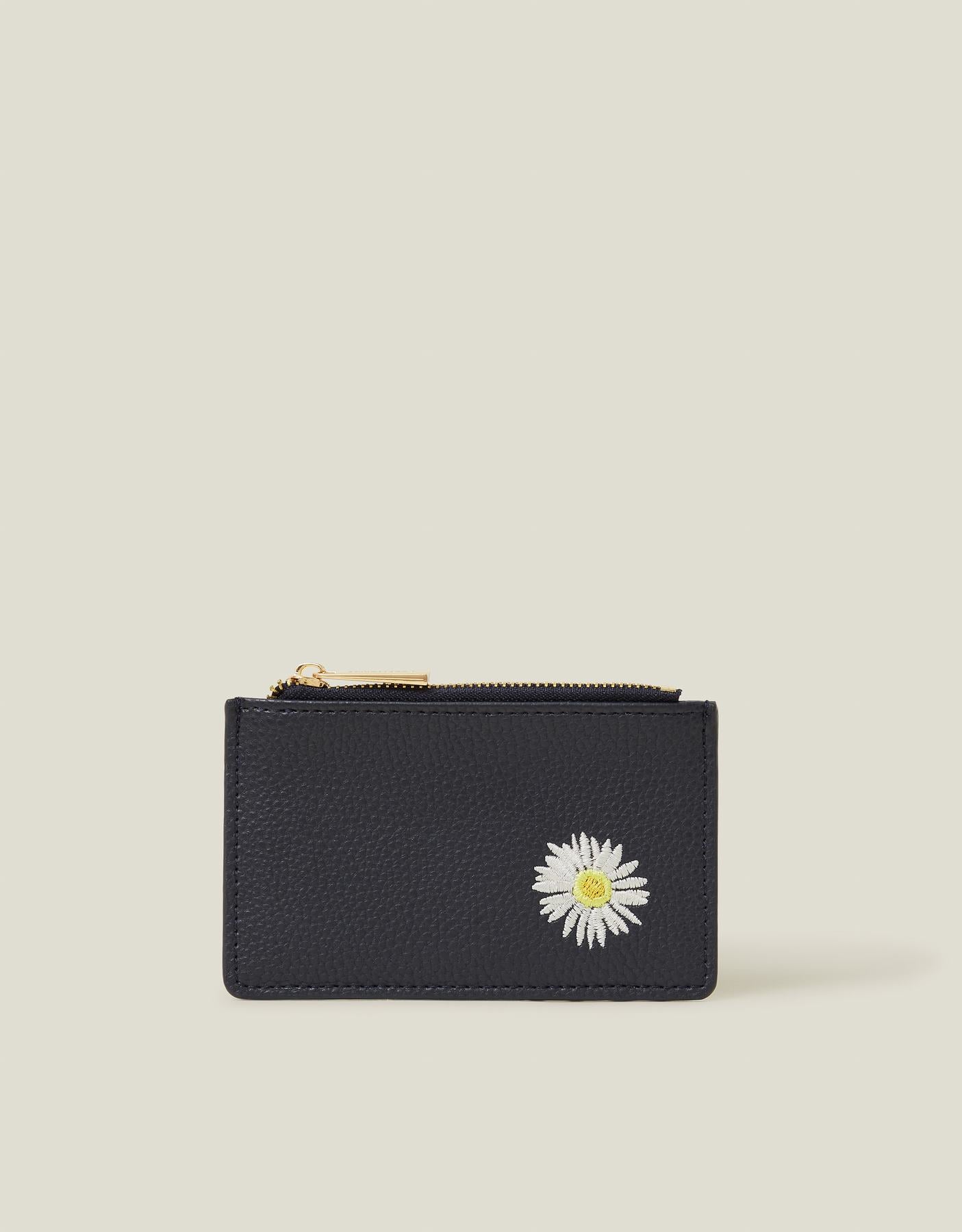 Embroidered Daisy Card Holder