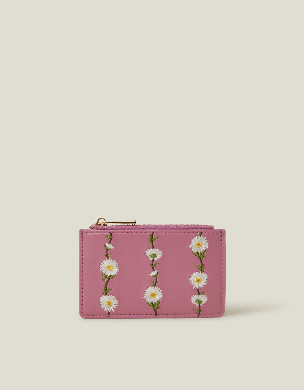 Embroidered Daisy Card Holder