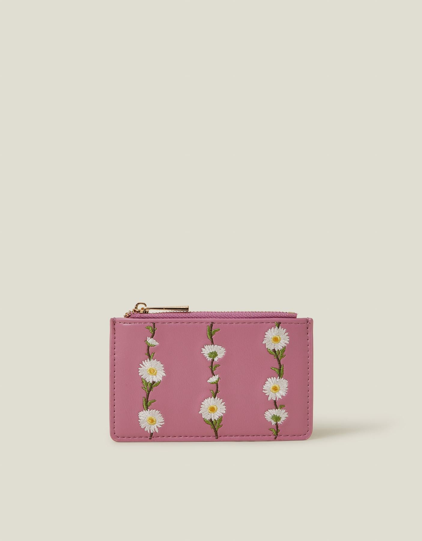 Embroidered Daisy Card Holder