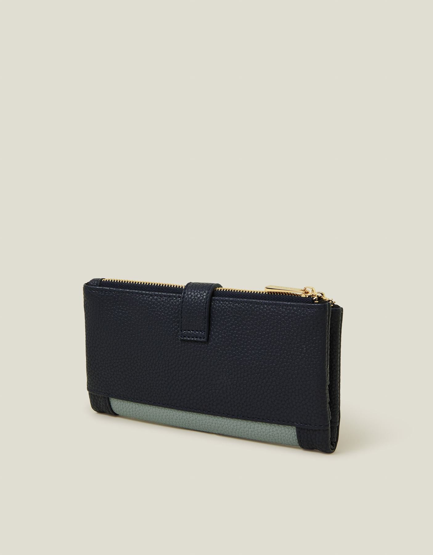 Push Lock Faux Leather Wallet