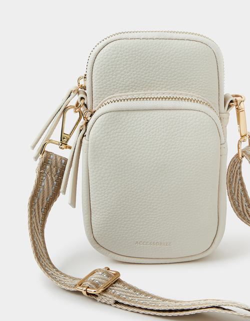 Webbing Strap Phone Bag Cream