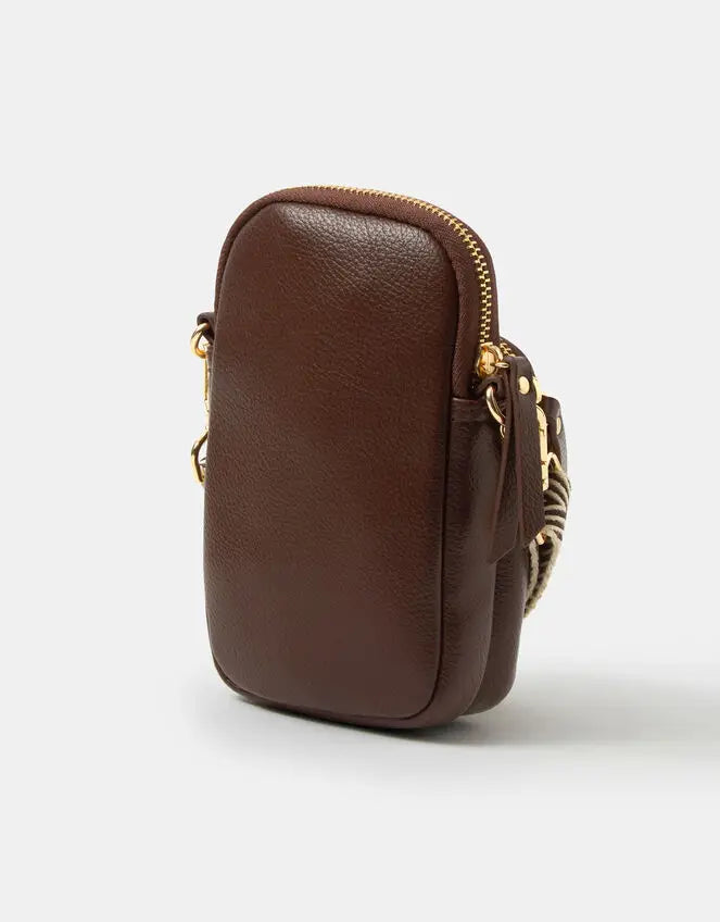 WEBBING STRAP PHONE BAG - Chocolate