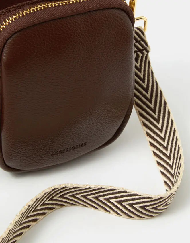 WEBBING STRAP PHONE BAG - Chocolate