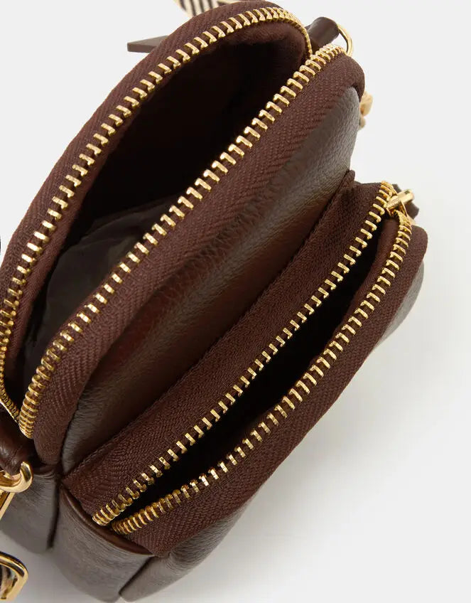 WEBBING STRAP PHONE BAG - Chocolate
