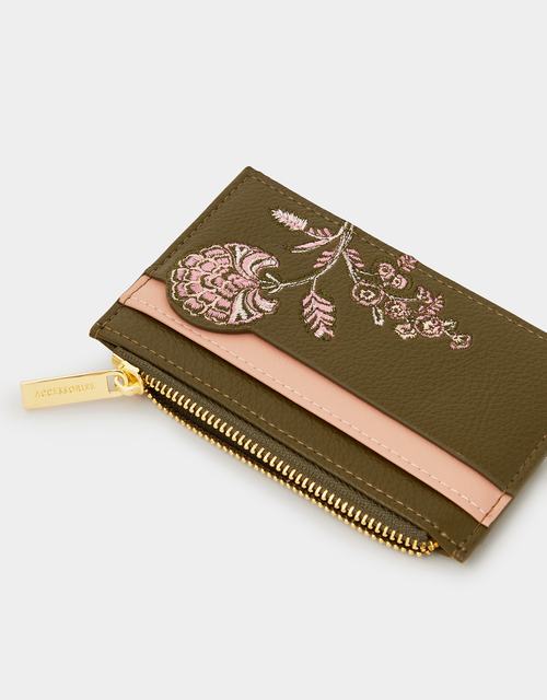 Floral Embroidered Card Holder