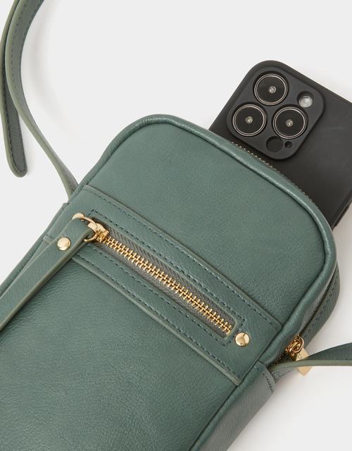 Faux Leather Crossbody Phone Bag Teal