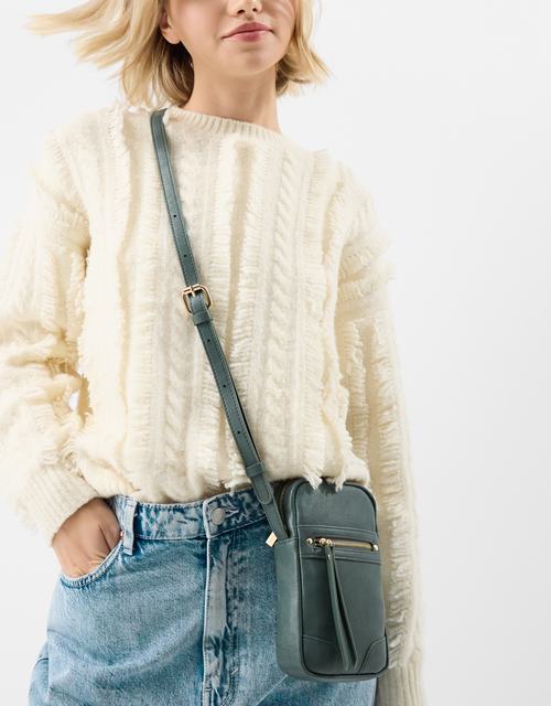 Faux Leather Crossbody Phone Bag Teal