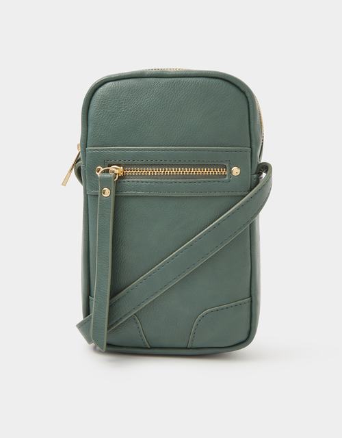 Faux Leather Crossbody Phone Bag Teal