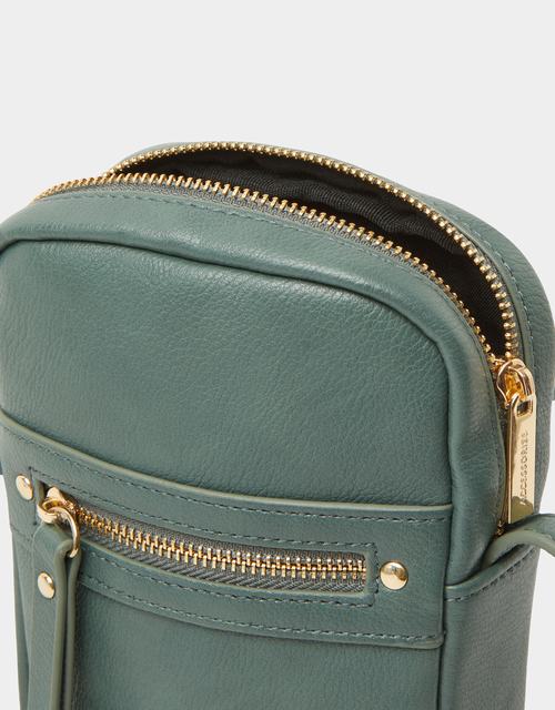 Faux Leather Crossbody Phone Bag Teal