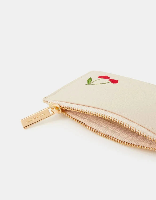 Cherry Embroidered Card Holder