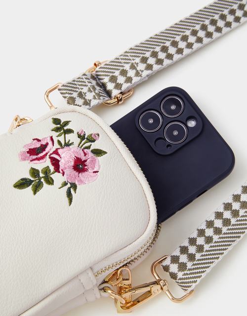 Floral Embroidered Phone Bag