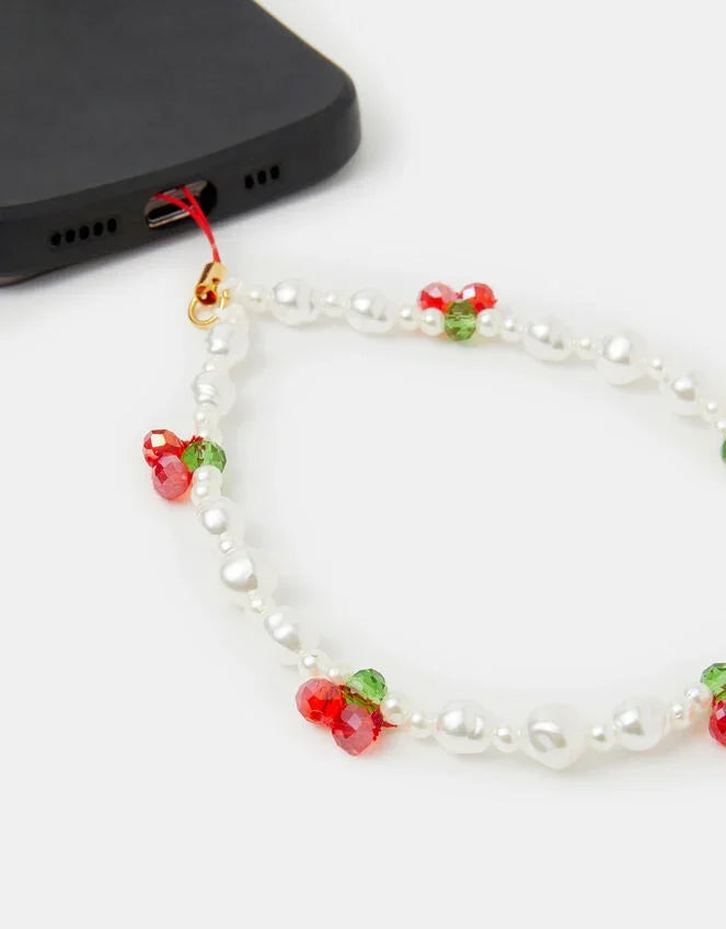 Cherry Pearl Phone Charm