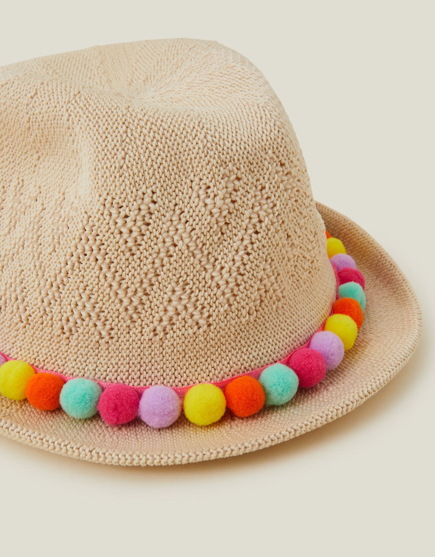 Girls Pom-Pom Packable Trilby
