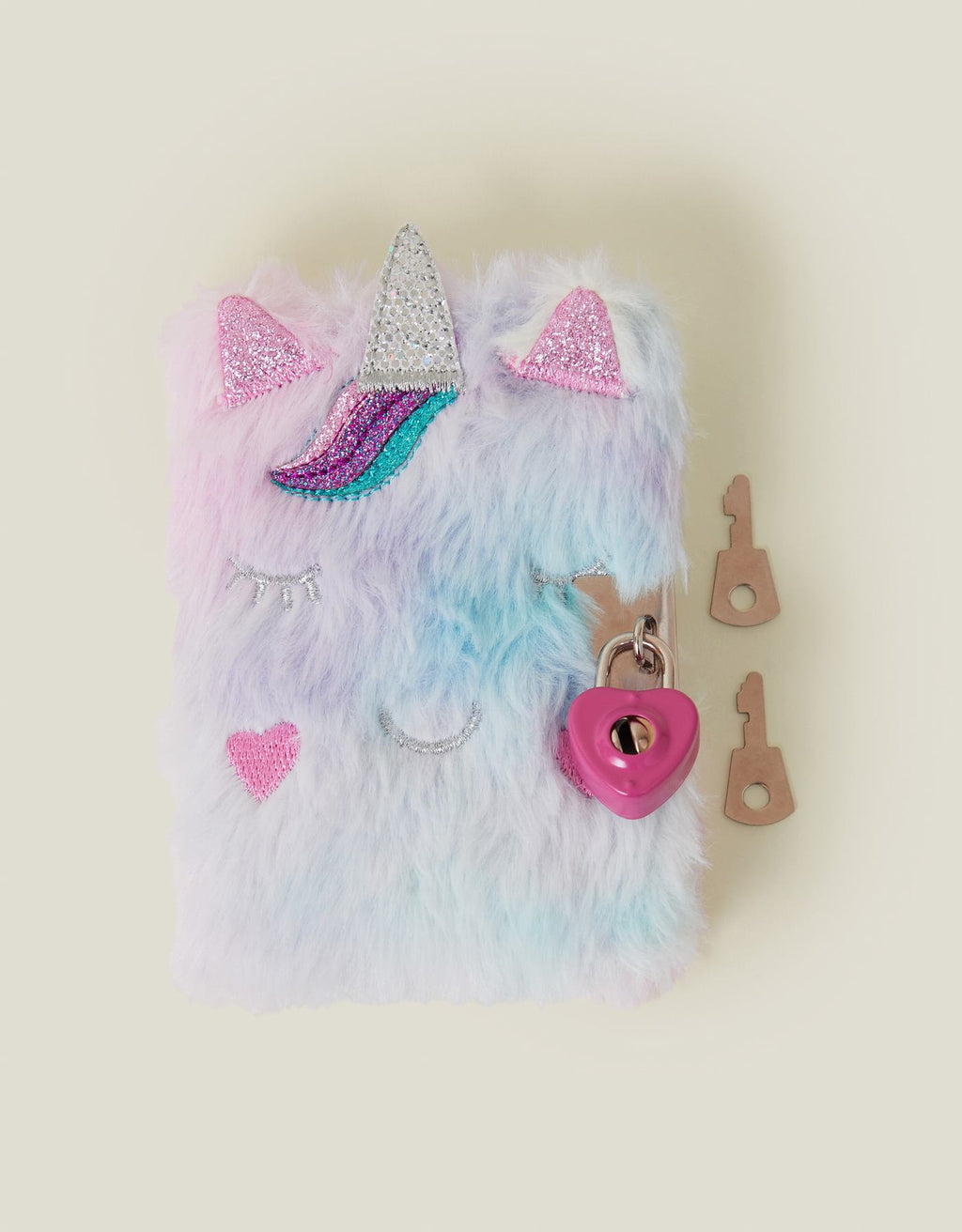 Girls Faux Fur Unicorn Lockable Journal
