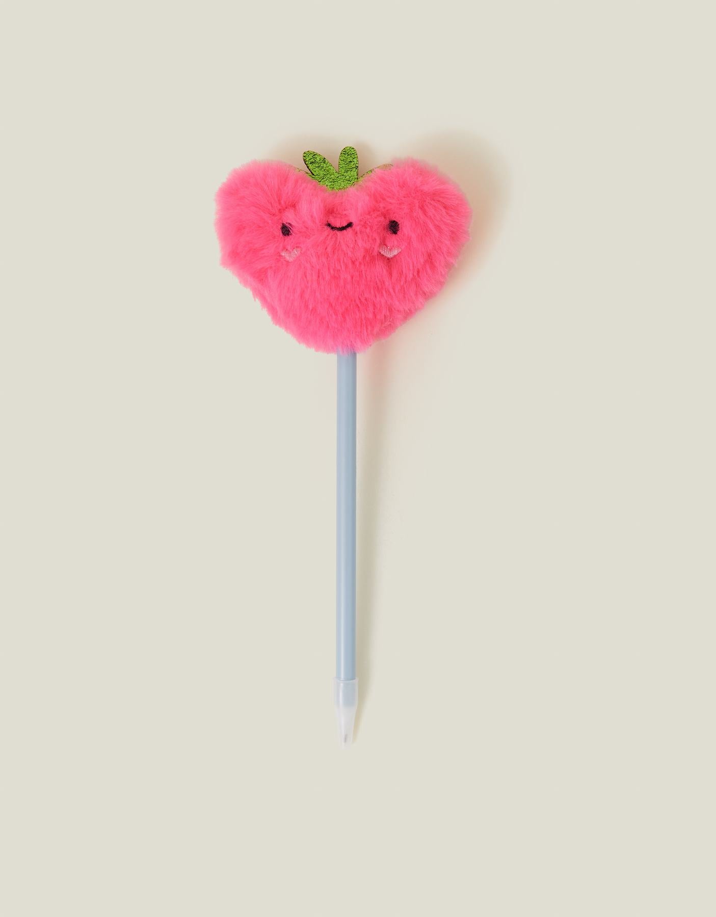 Girls Fluffy Strawberry Topper Pen