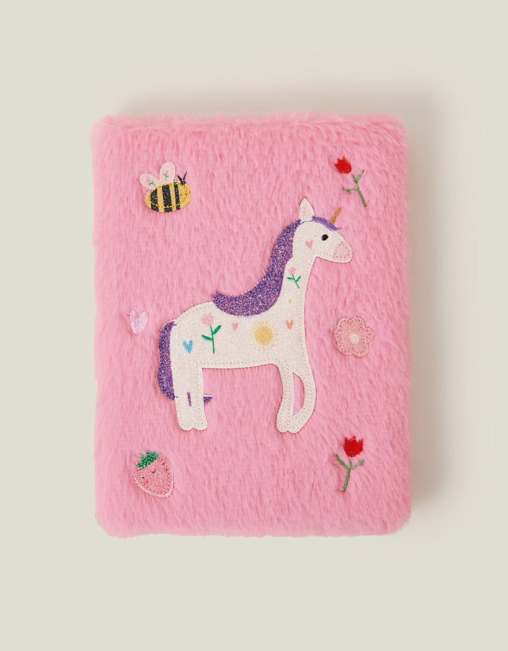 Girls Faux Fur Unicorn A5 Notebook