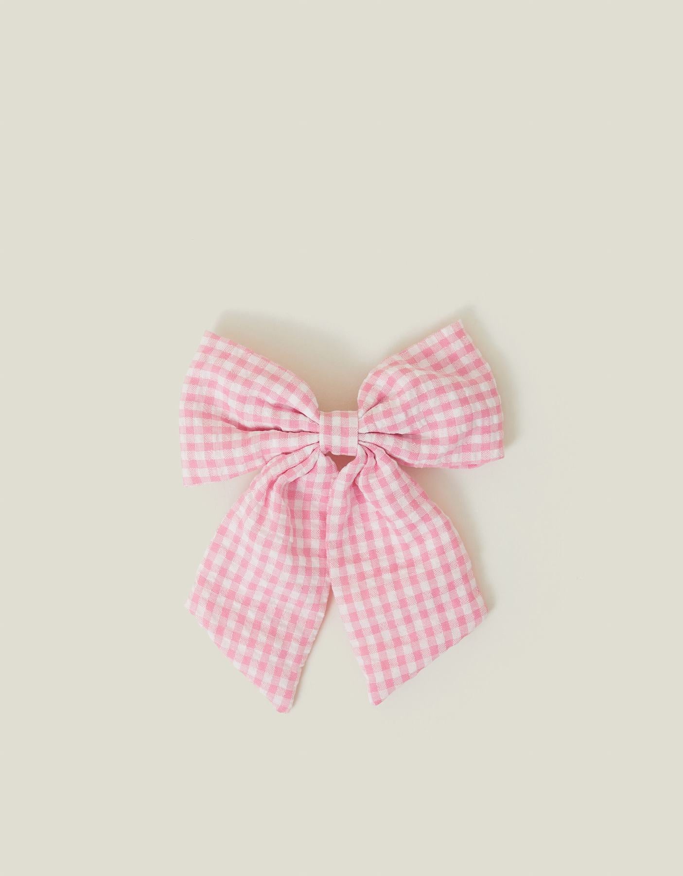 Gingham Bow Barrette Hair Clip