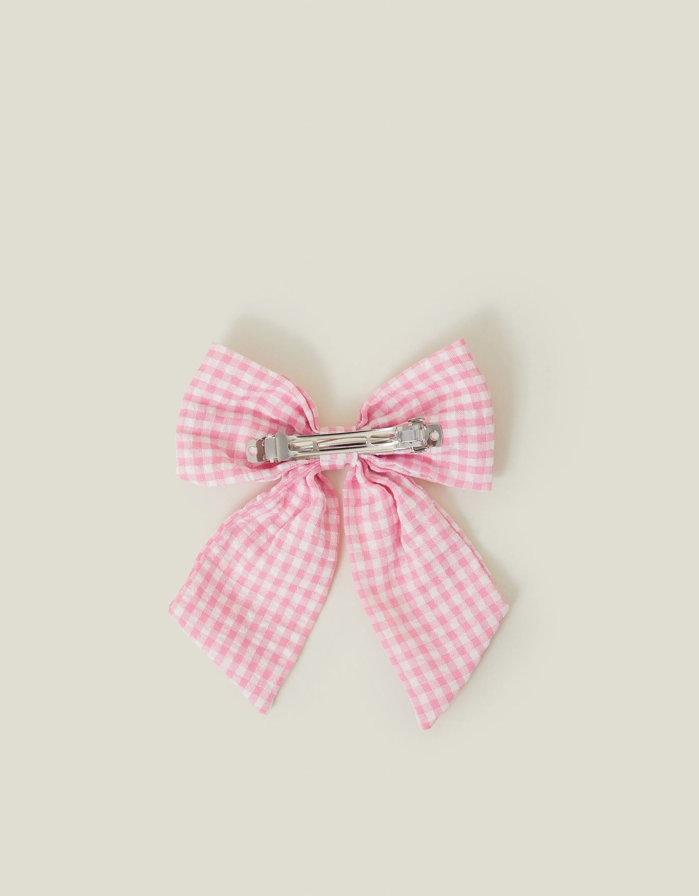 Gingham Bow Barrette Hair Clip