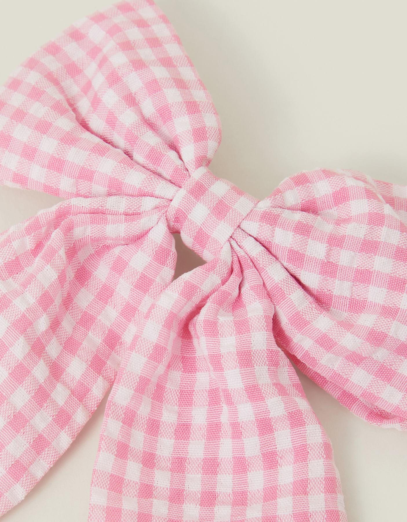 Gingham Bow Barrette Hair Clip