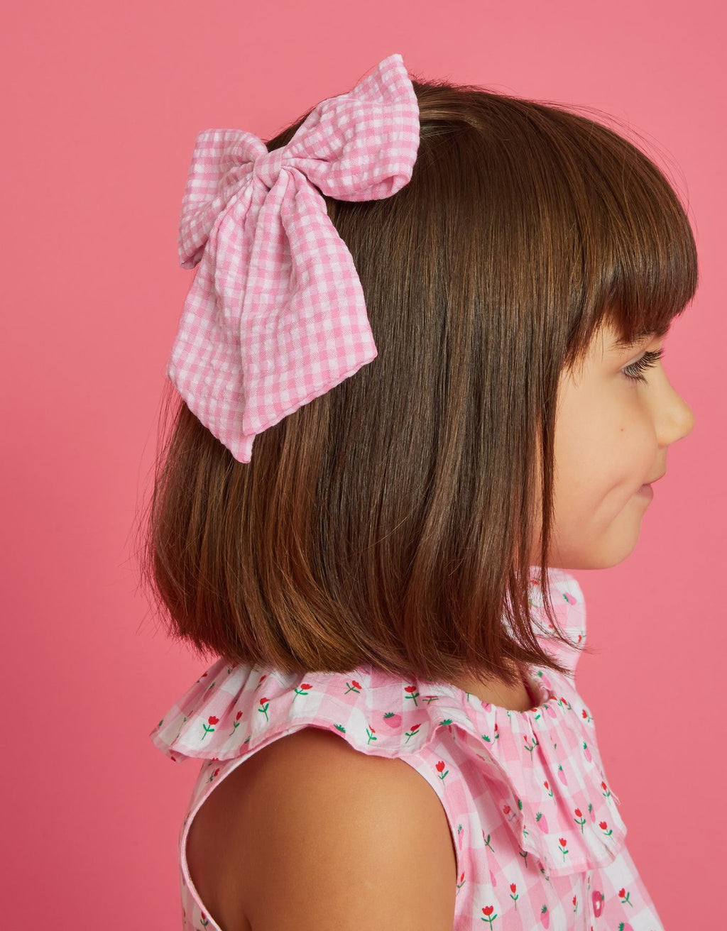 Gingham Bow Barrette Hair Clip