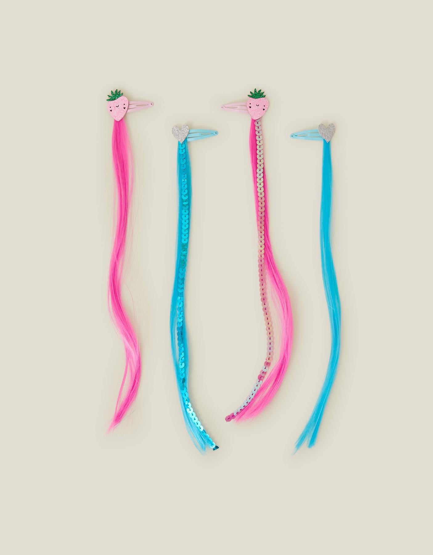 4-Pack Girls Strawberry Faux Hair Clips4 X STRAWBERRY FAKE HAIR