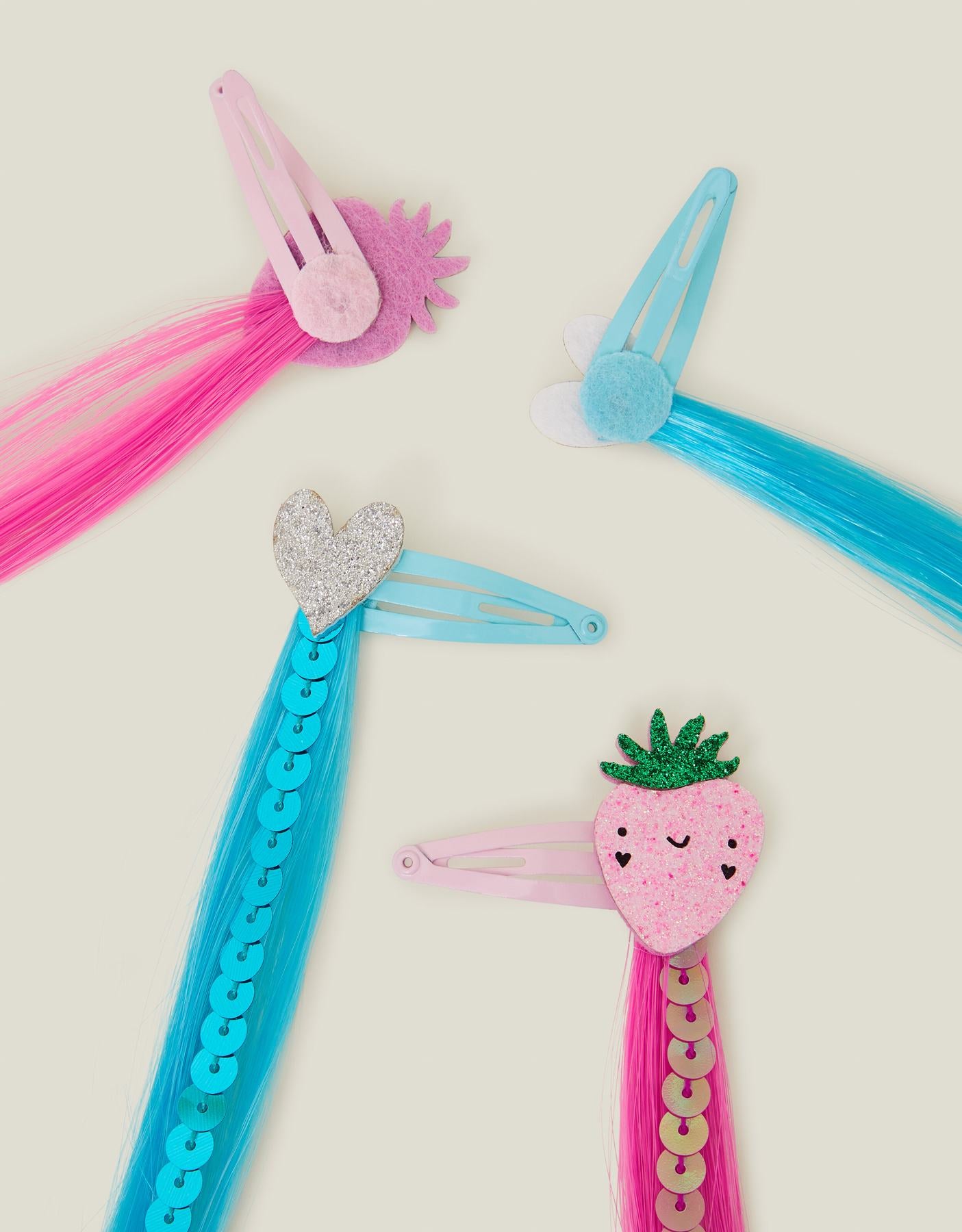 4-Pack Girls Strawberry Faux Hair Clips4 X STRAWBERRY FAKE HAIR