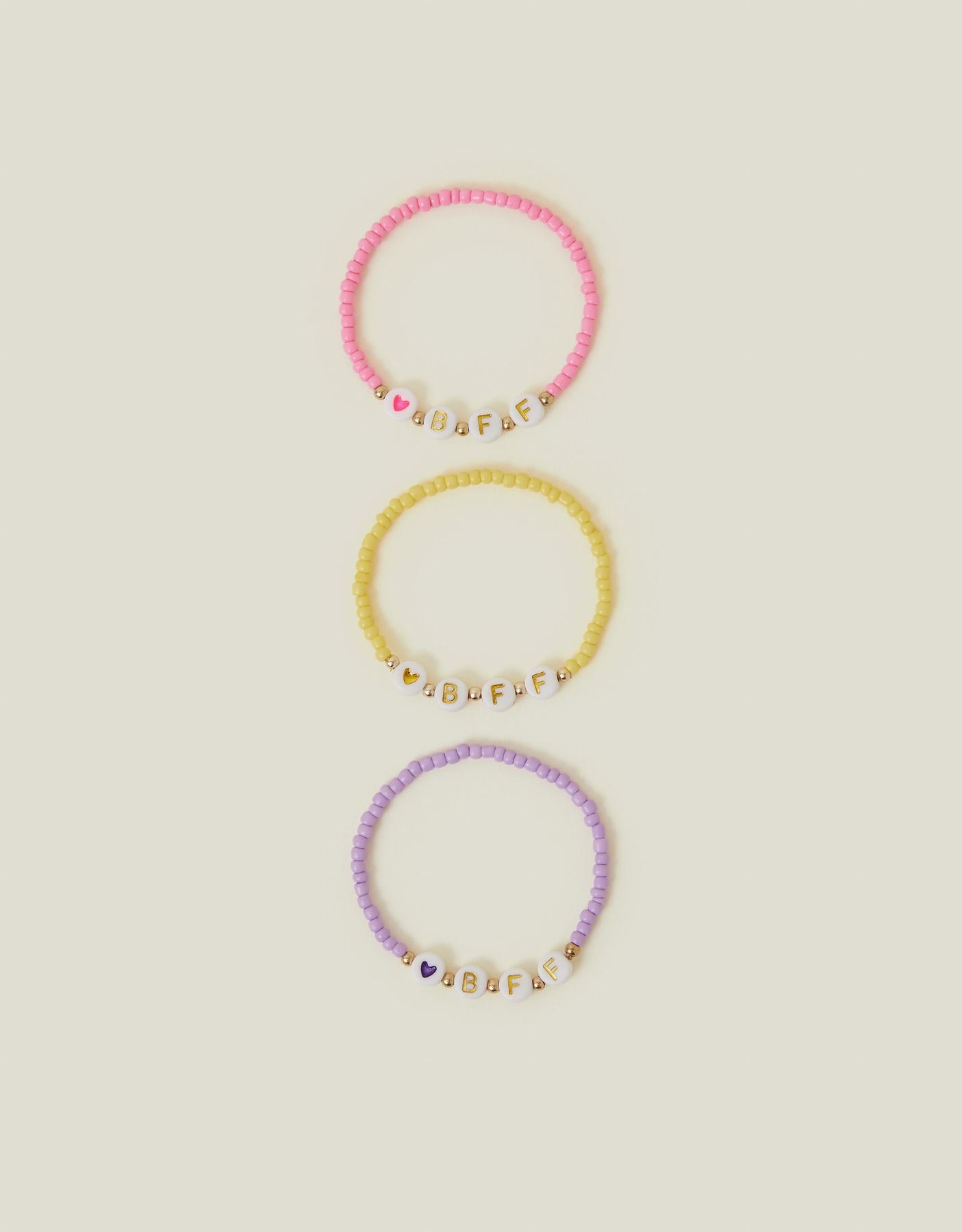 3-Pack Girls BBF Bead Friendship Bracelets