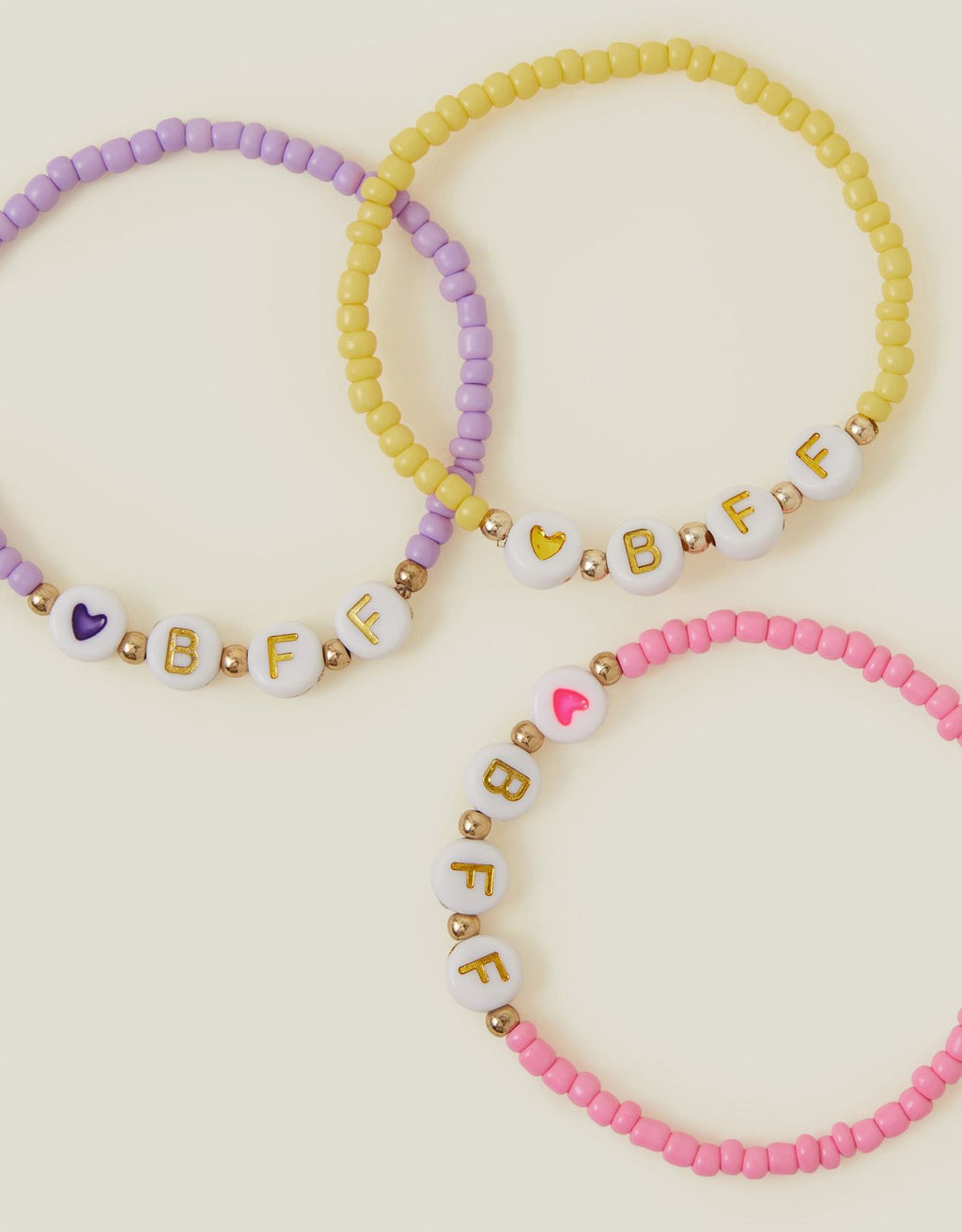 3-Pack Girls BBF Bead Friendship Bracelets