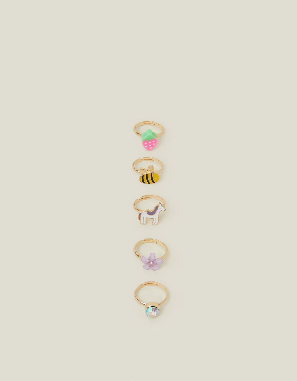 5-Pack Girls Spring Garden Adjustable Rings