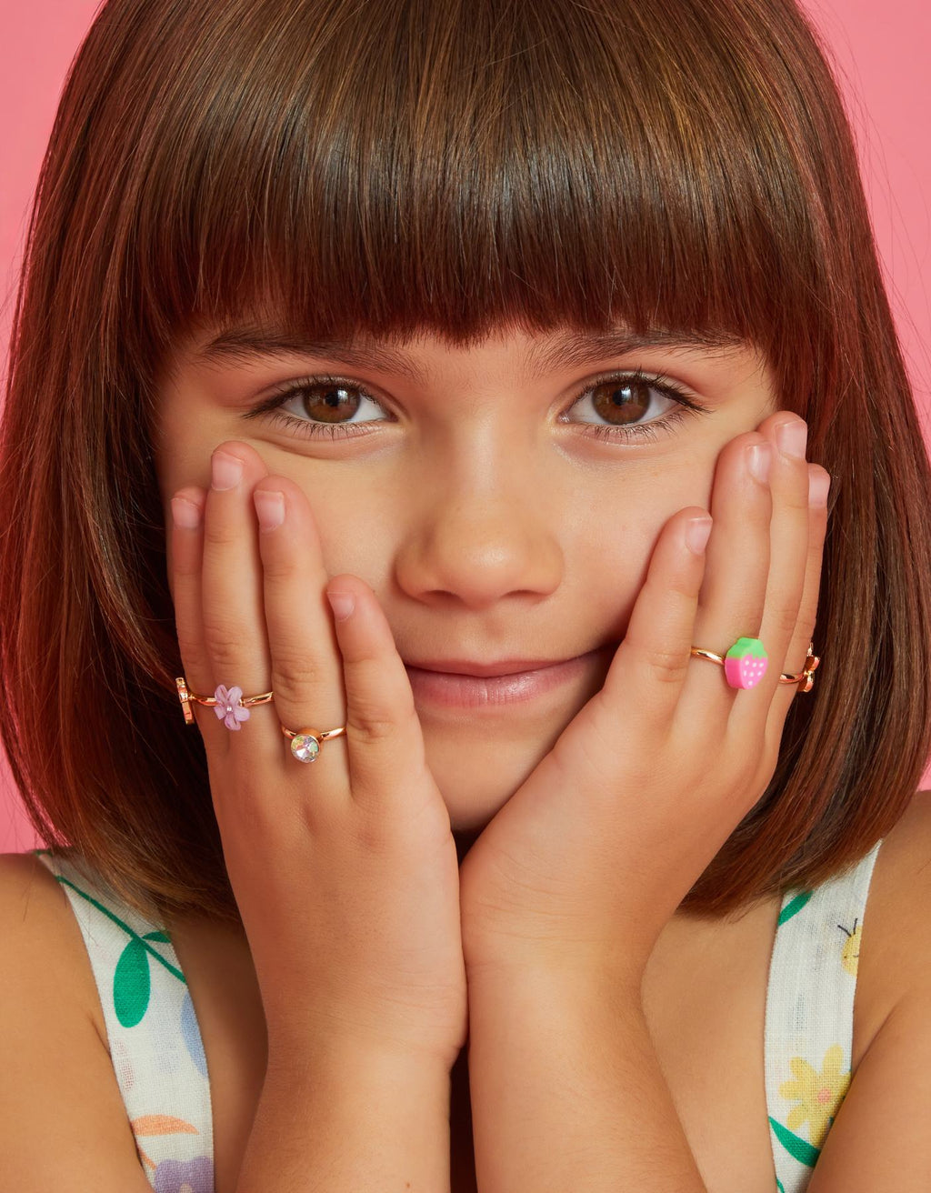 5-Pack Girls Spring Garden Adjustable Rings