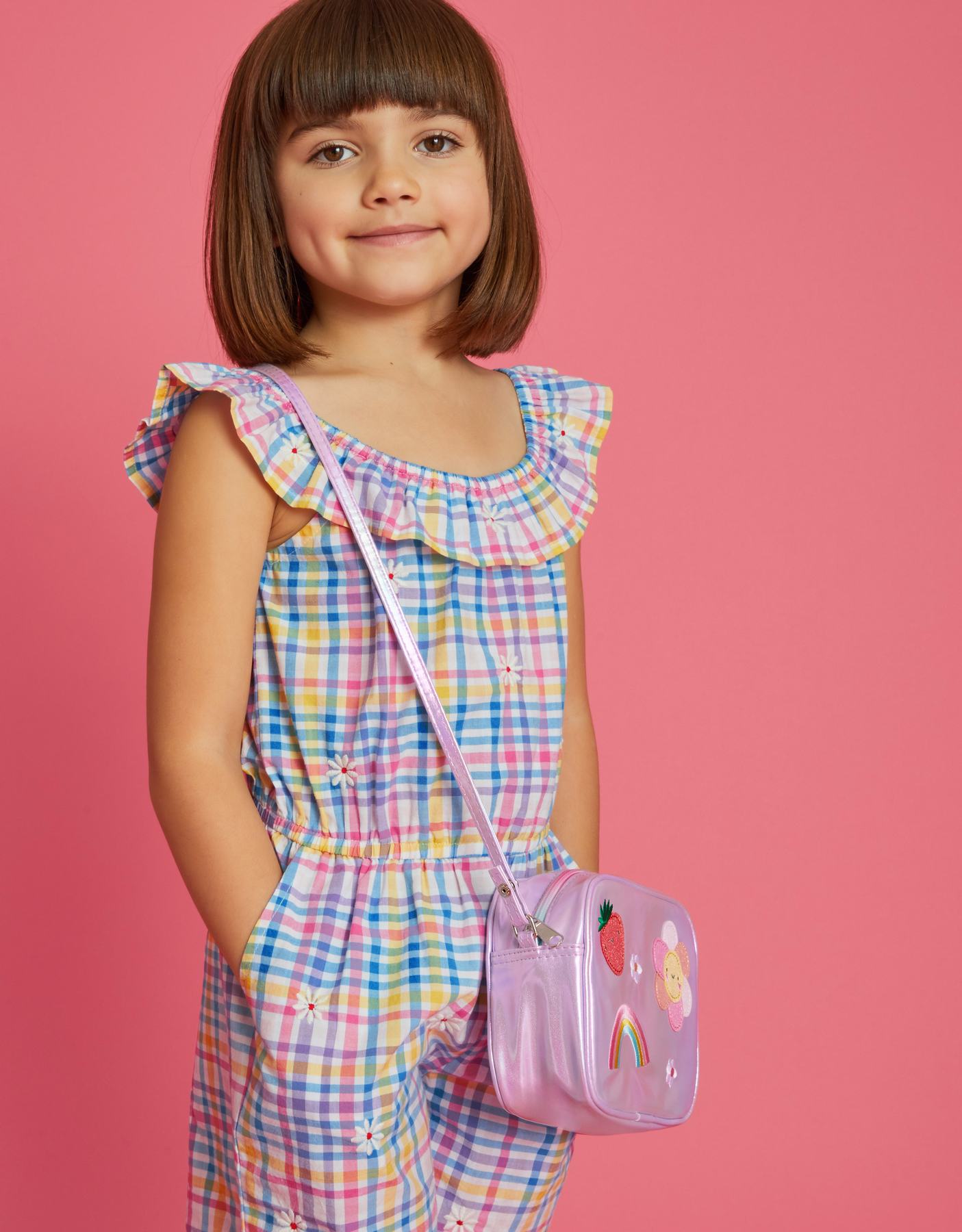 Girls Embroidered Metallic Camera Bag