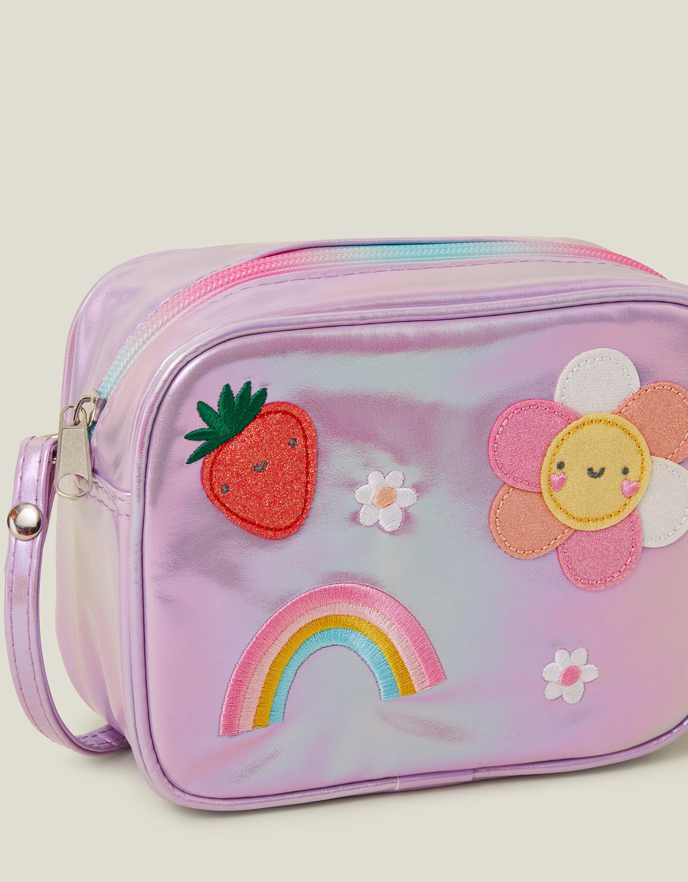 Girls Embroidered Metallic Camera Bag