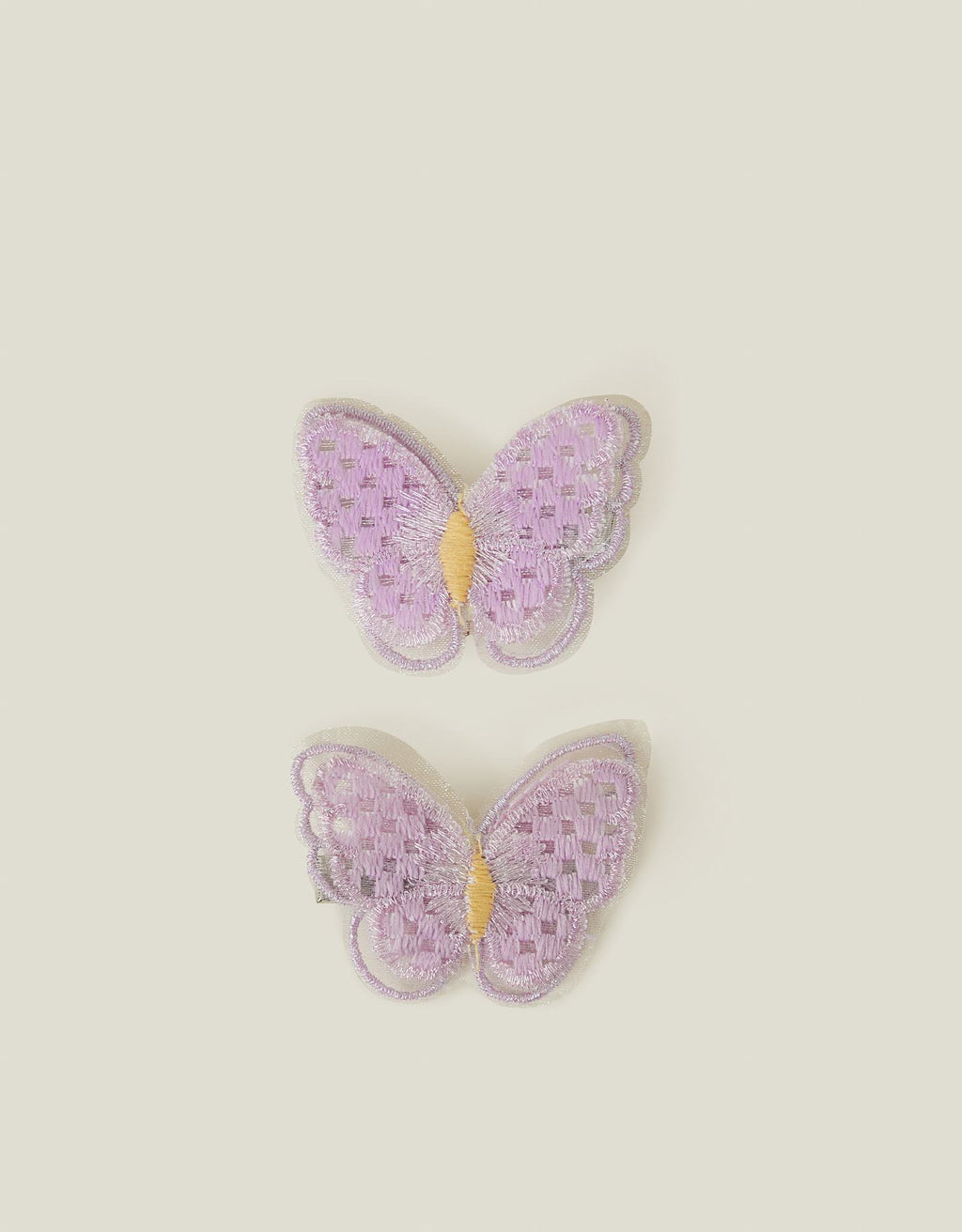 2-Pack Girls Embroidered Butterfly Hair Clips