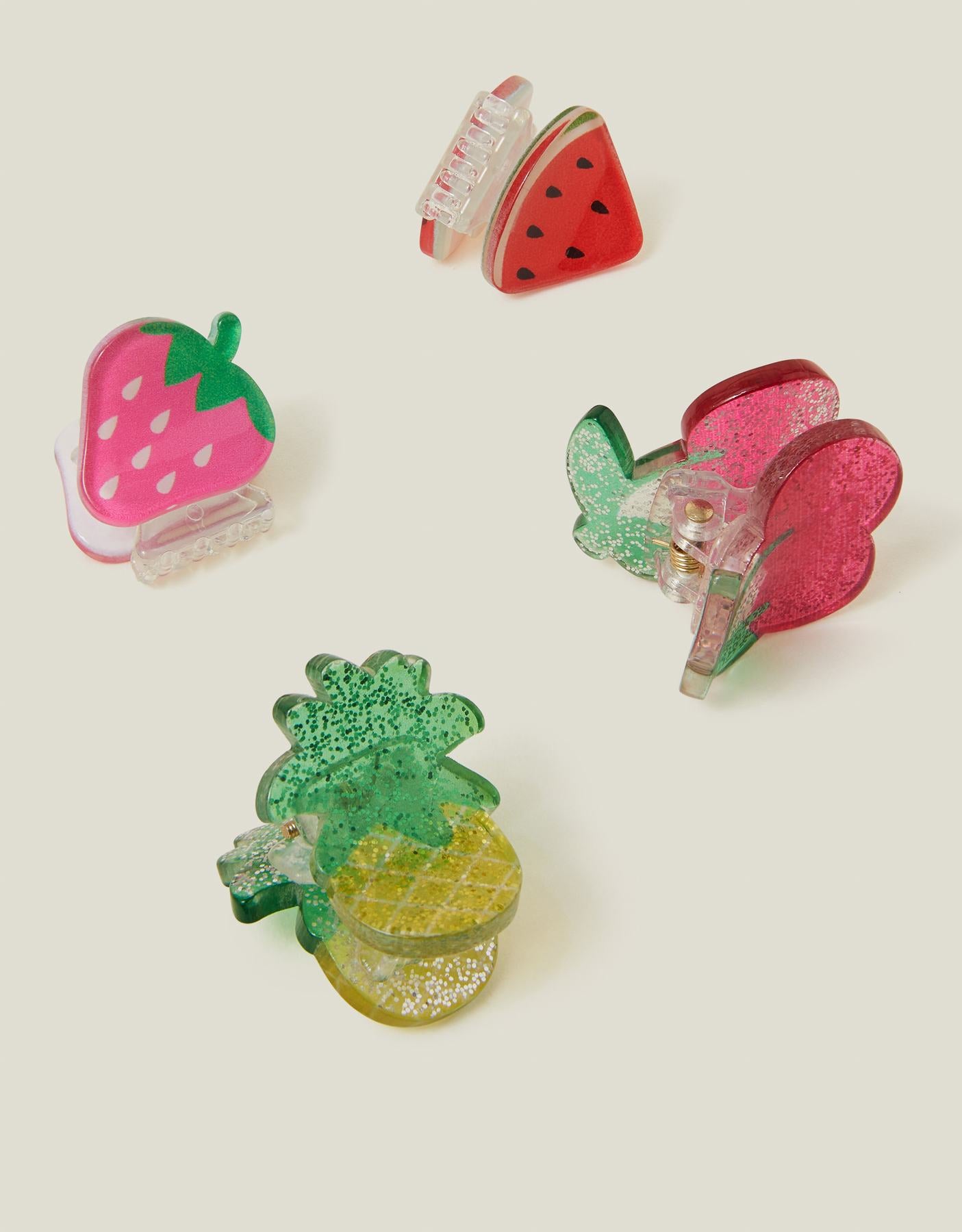 4-Pack Girls Mini Fruit Claw Clips