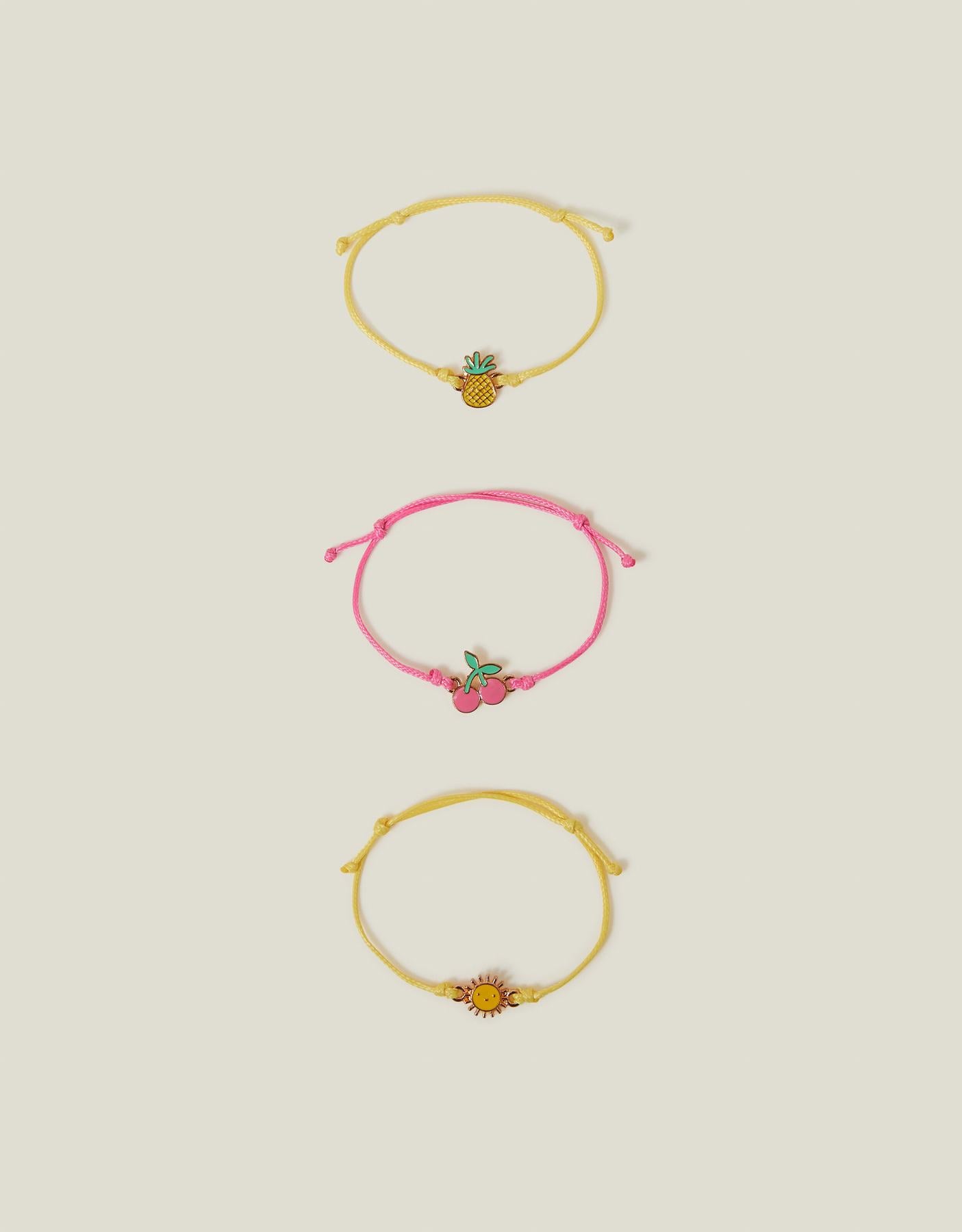 3-Pack Girls Fruit Cord Bracelets