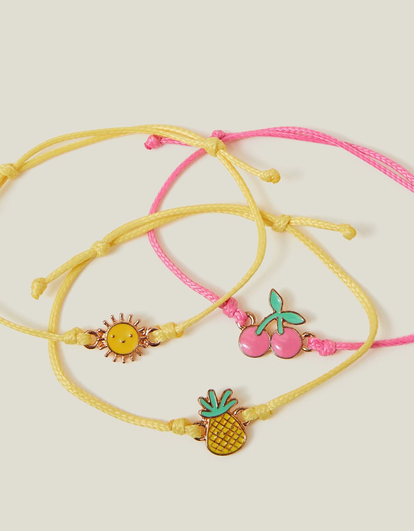 3-Pack Girls Fruit Cord Bracelets
