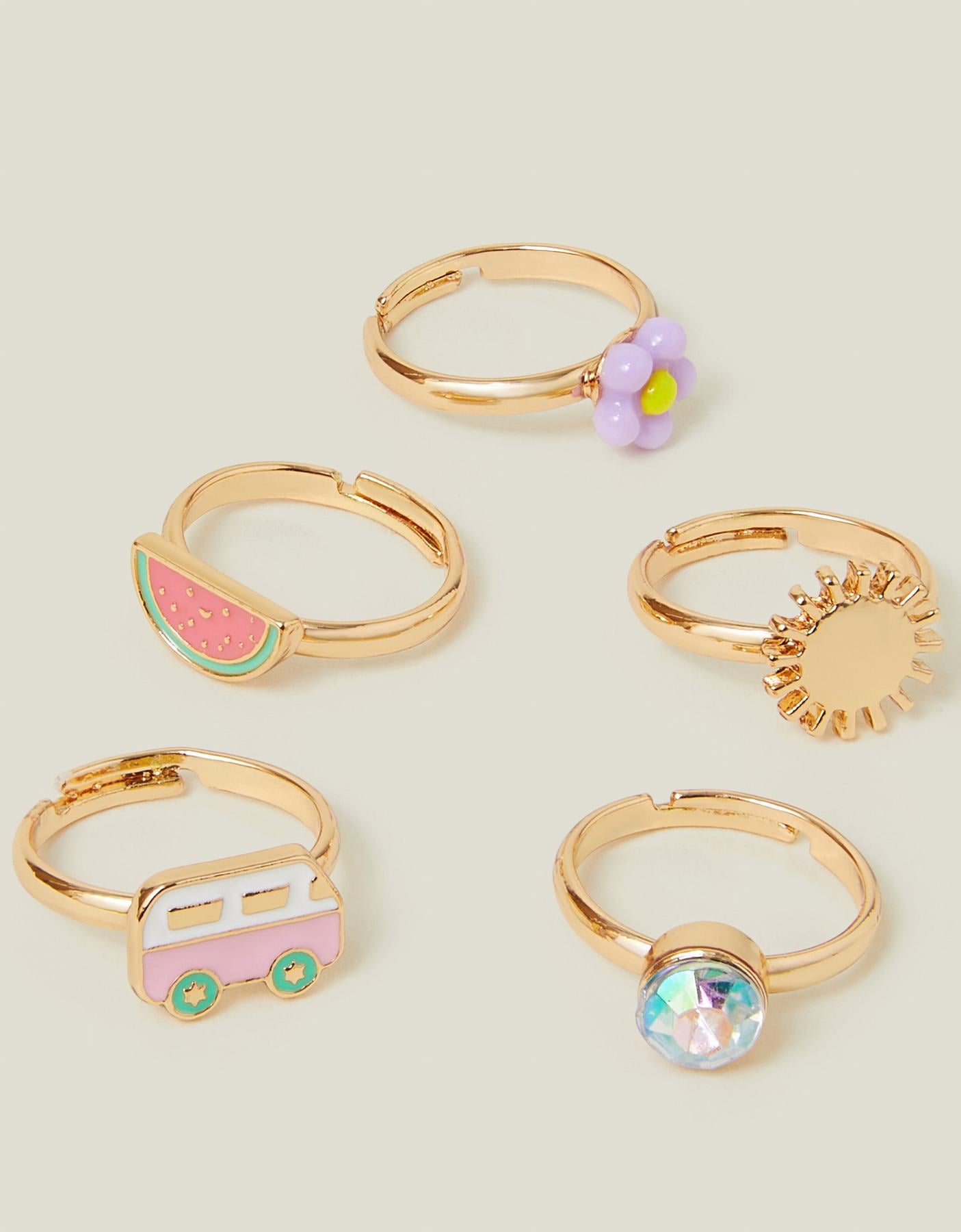 5-Pack Girls Fruit Rings